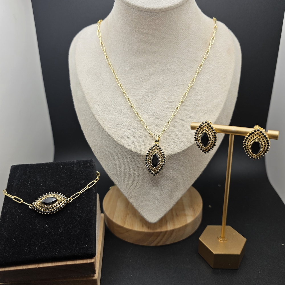 Elegant Gold and Black Jewelry Set (2086)